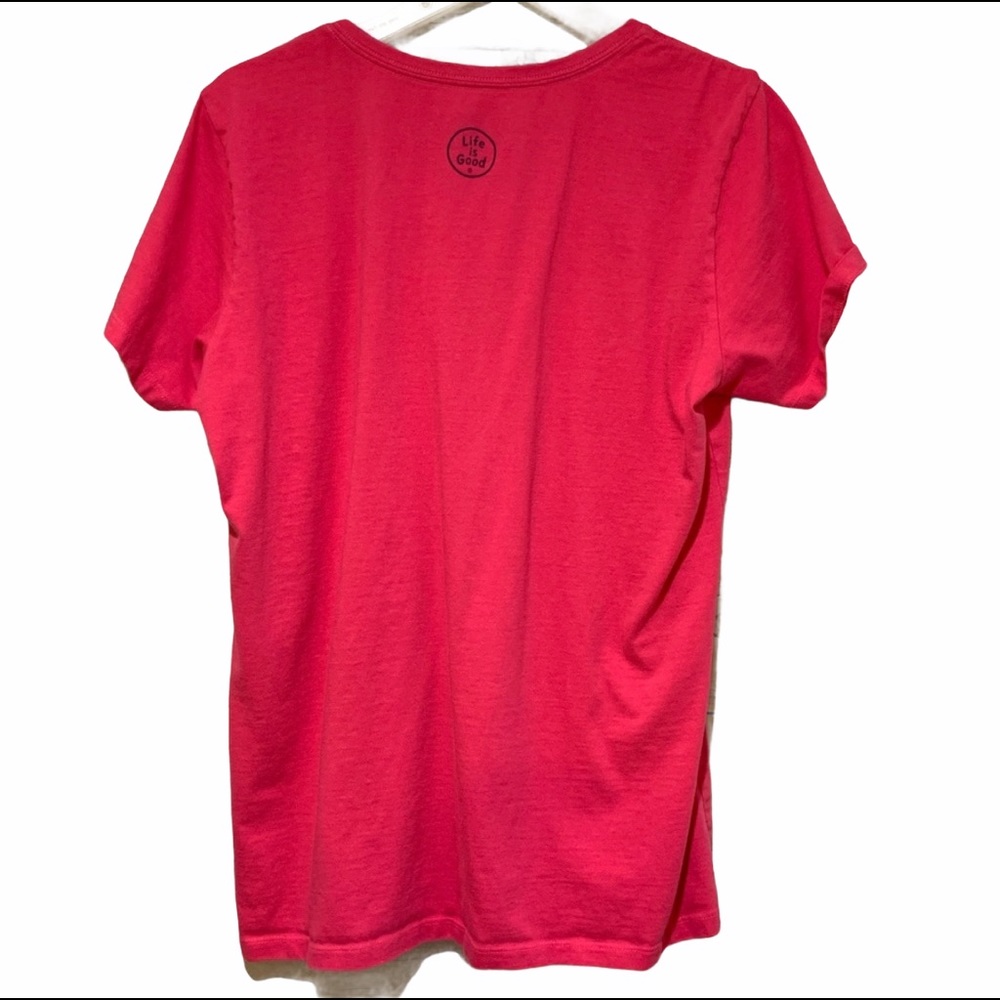 Life is Good V-Neck Pink Shirt More Love size Large - Picture 2 of 4
